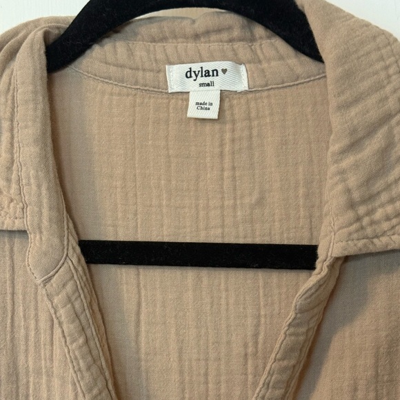 Dylan Khaki Cotton Button-Up Casual Summer Short Sleeve Parker Dress- Size Small - Picture 4 of 5